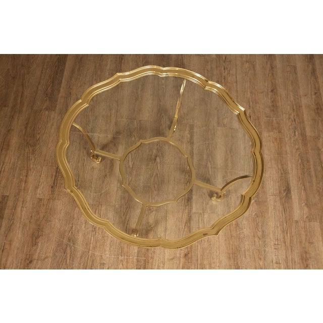 Labarge LaBarge Scalloped Brass And Glass Coffee Table For Sale - Image 4 of 18