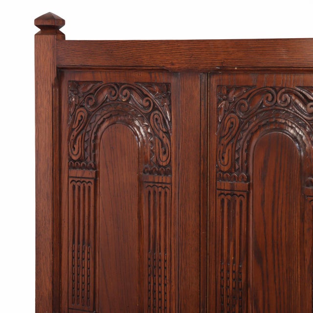 Brown Gothic Style Carved Oak, King Size Bed. For Sale - Image 8 of 9