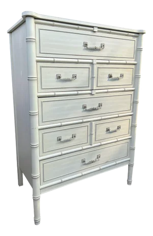 Vintage Henry Link Faux Bamboo Tall Dresser High Boy Bali Hai