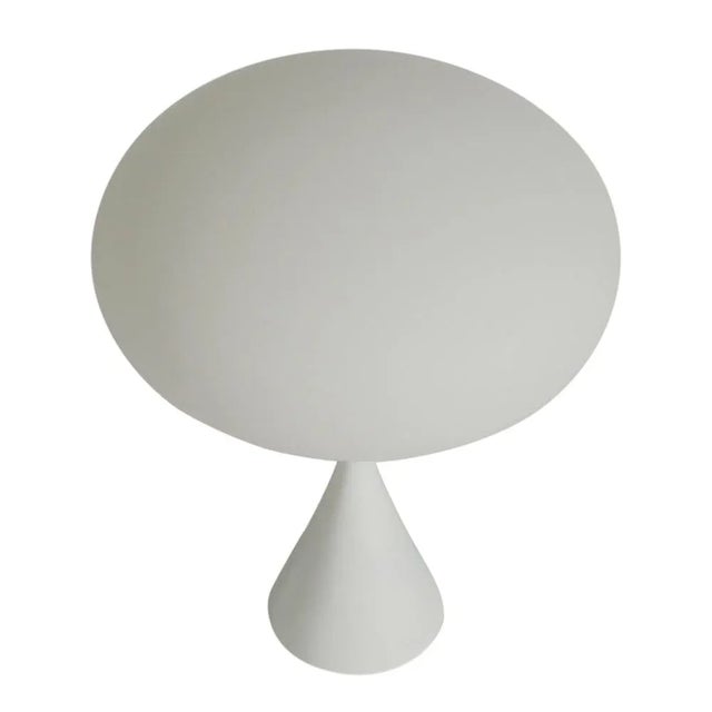 2020s Mid-Century Modern Design Retro Space Age Table Lamp in White With Glass Shade For Sale - Image 5 of 10