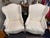 Vintage French Louis XVI Wingback Linen Mr and Mrs Chair For Sale - Image 4 of 7