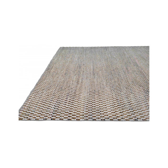 Brown & Off White Modern Wool Rug For Sale In Los Angeles - Image 6 of 9