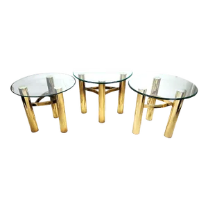 MCM Tubular Brass Table Set Vintage