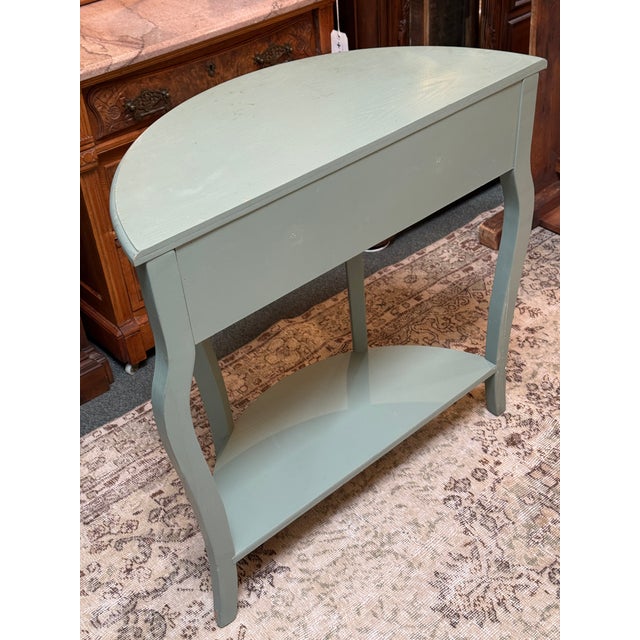 Wood Safavieh Jan Demilune Console, Slate Teal For Sale - Image 7 of 12