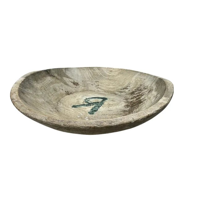 This vintage natural wood Parat bowl from India was once used to knead bread dough. It is a beautiful rustic piece and can...