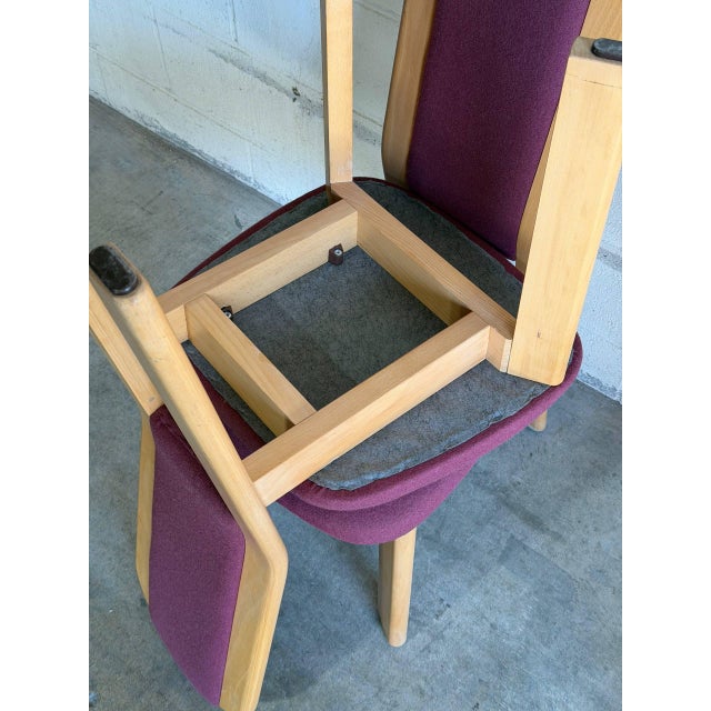 Pink Upholstered Beechwood Dining Chairs 4-Set Denmark Mid-Century Modern 1980s For Sale - Image 10 of 10