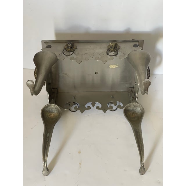 Metal Classic Workshops Ny Brass Metal Fireplace Footman Kettle Pot Stand For Sale - Image 7 of 7