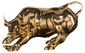 Gold Ceramic Wall Street Bull Sculpture from VGnewtrend