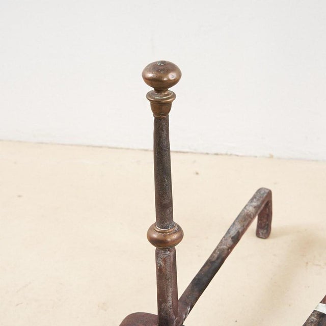 Antique Wrought Iron Andirons, Set of 2 For Sale - Image 3 of 4