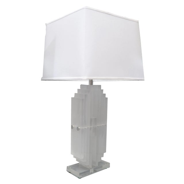 Large Empire Lucite Table Lamp Mid Century Modern For Sale - Image 9 of 11