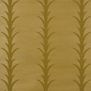Sample - Schumacher Acanthus Stripe Sisal Wallcovering In Celery For Sale