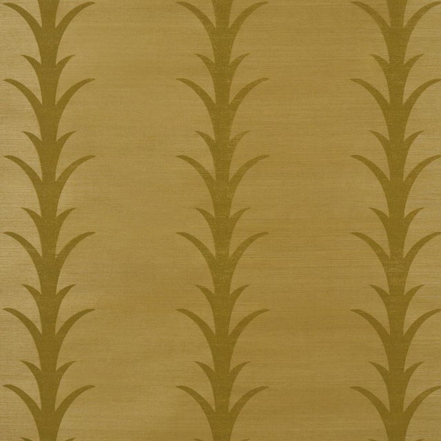 Sample - Schumacher Acanthus Stripe Sisal Wallcovering In Celery For Sale