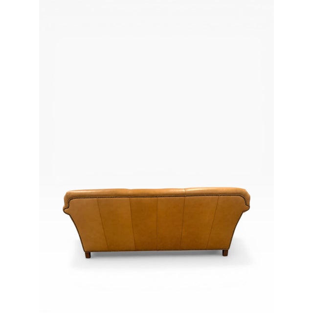 Tan Late 20th Century Hancock & Moore Caramel Leather Sofa With Nailhead Trim – Rolled Arm, Usa, 90” For Sale - Image 8 of 14