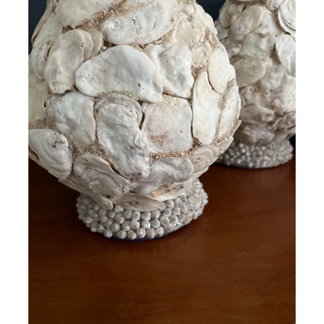 Vintage Oyster Shell Encrusted Table Lamps-a Pair For Sale - Image 10 of 12
