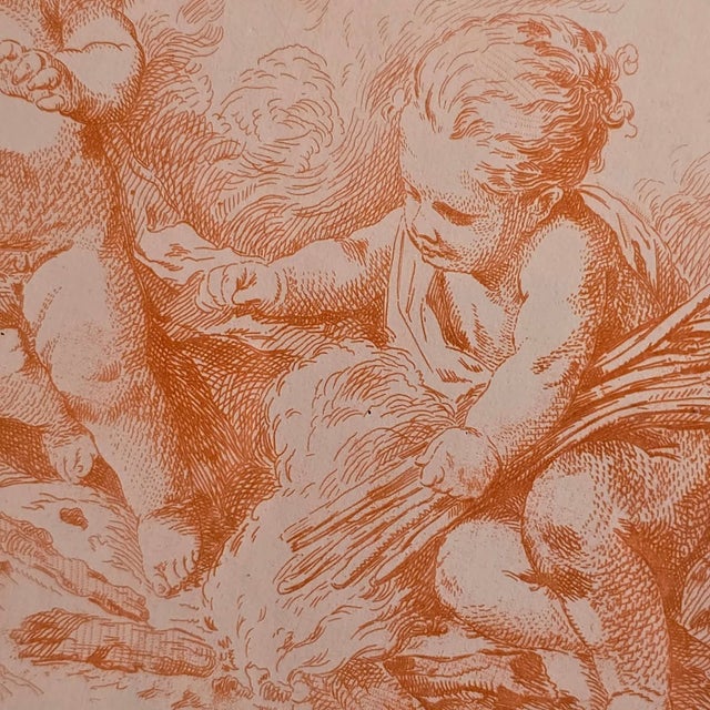 Francois Boucher, Fire, Allegory, 1800s, Glass & Wood & Paper, Framed For Sale - Image 5 of 18