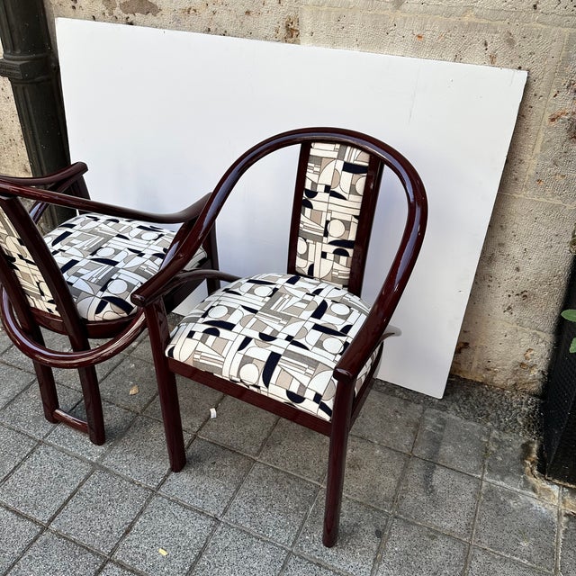 Art Deco Chairs in Upholstered in Euphoria Cubista from Misia Paris, France, 1970s, Set of 4 For Sale - Image 12 of 18