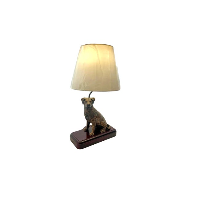 Wood Late 20th Century Figural Golden Retriever Dog Table Lamp, Metal on Wood Base With Shade, 21.5"h For Sale - Image 7 of 12