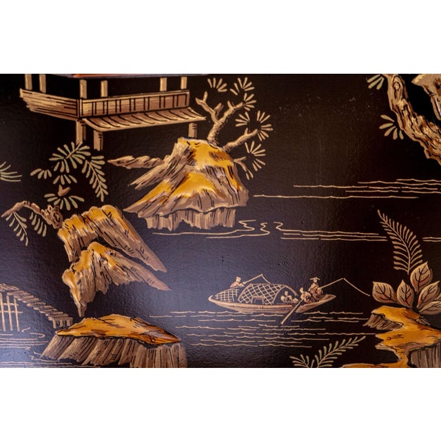 Drexel Heritage Drexel Heritage Vintage “Et Cetera" Chinoiserie Black Lacquer Accent Cabinet For Sale - Image 4 of 6
