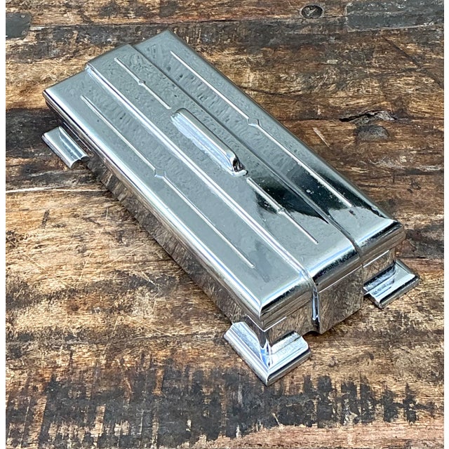 Vintage Deco Metal Lidded Box For Sale In West Palm - Image 6 of 12