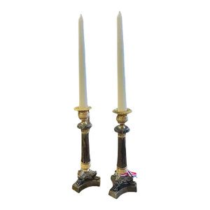 Pair of 19th Century Charles X Bronze Candlesticks