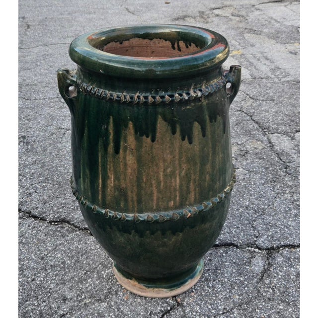 Moroccan Moroccan Green Glazed Pottery Planter / Garden Urn For Sale - Image 3 of 6
