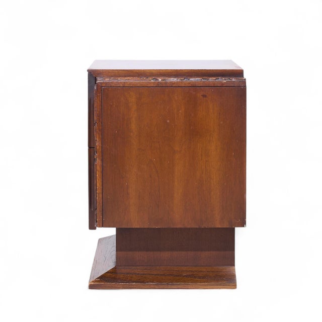 Mid 20th Century United Mid Century Walnut Tiki Brutalist Nightstands - Pair For Sale - Image 5 of 10