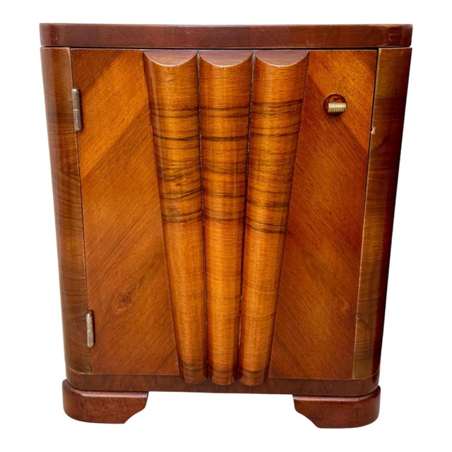 Art Deco Nightstands in Walnut Root Veneer with Conical Columns, 1930s, Set of 2 For Sale - Image 11 of 14