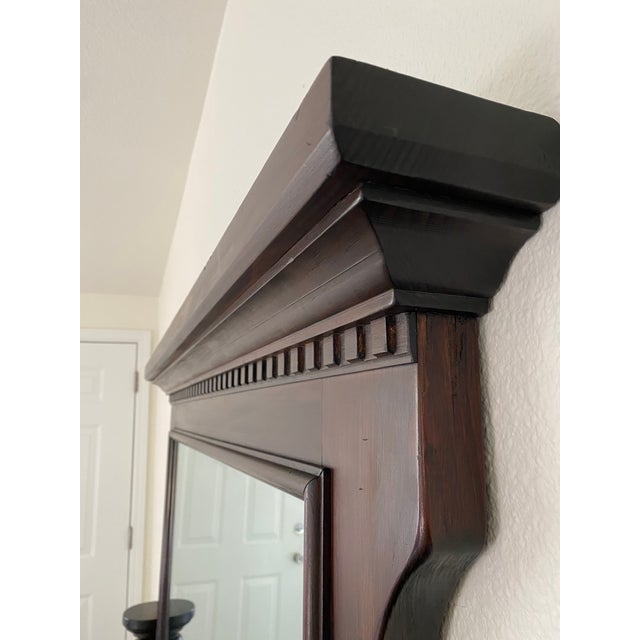 Mid 20th Century Vintage Heywood-Wakefield Dark Wood Dresser With Architectural Mirror For Sale - Image 5 of 13