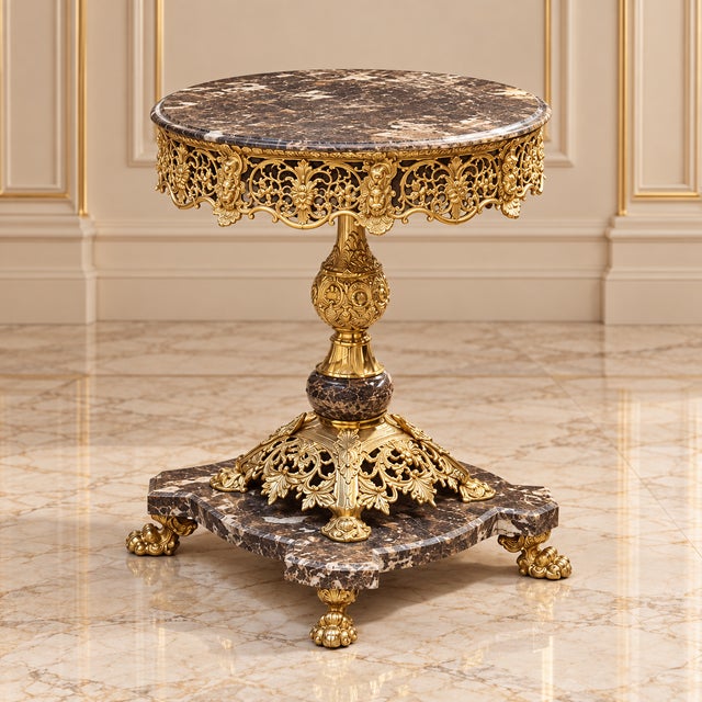 Elevate your space with this breathtaking French-style side table, a luxurious accent piece designed with timeless...