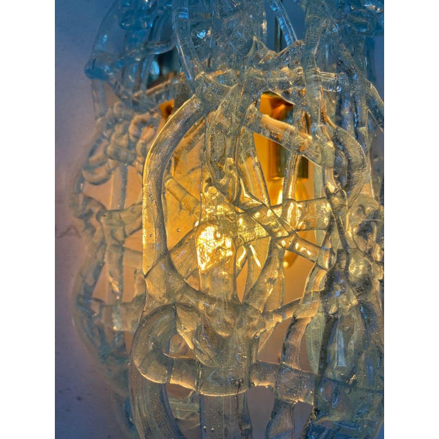 Gold Spun Sugar Murano Glass Wall Sconces from Mazzega, Italy, 1970s, Set of 2 For Sale - Image 8 of 10