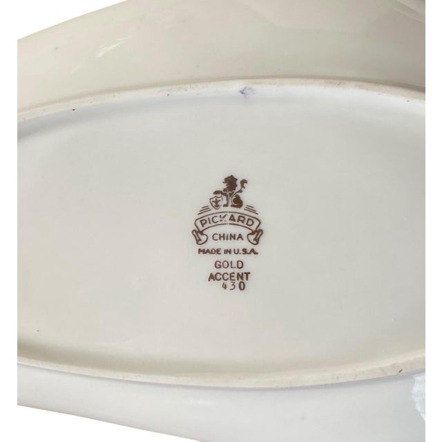 Pickard China Vintage Pickard China Gold Accent 430 Leaf-Shaped Serving Dish | Art Deco Elegance For Sale - Image 4 of 7