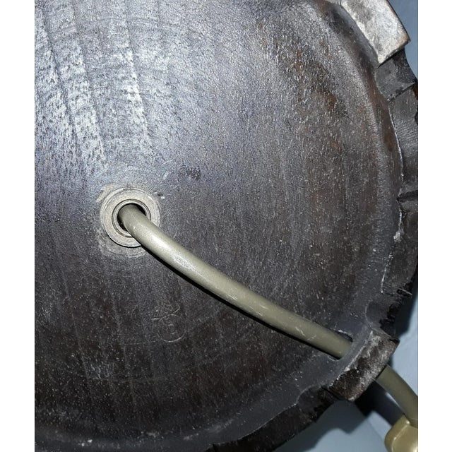 Table Lamp with Green Patinated Brass Base & Parchment Shade with Brown Border, 1930s For Sale - Image 9 of 10