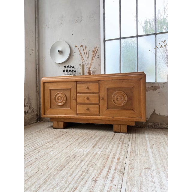 Wood Art Deco Oak Sideboard by Dudouyt, 1940s For Sale - Image 7 of 18