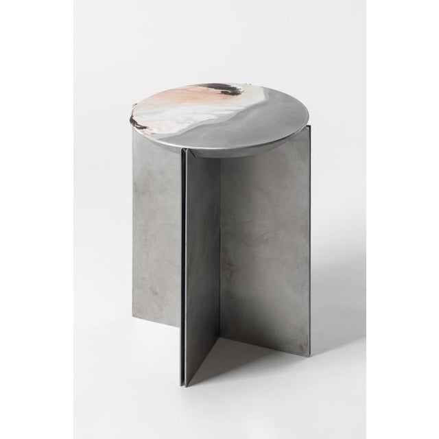 H1 Hand Decorated Metal & Aluminium Side Table by Studio Nyx For Sale - Image 13 of 18