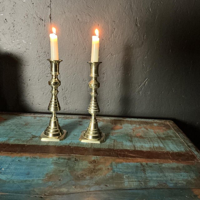 Victorian Brass Candlesticks, 1895, Set of 2 For Sale - Image 6 of 6