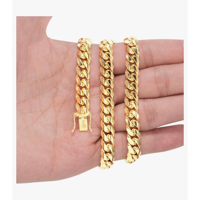 Metal Vintage 14 Karat Yellow Gold 96.7 Gm Miami Cuban Link Italian Chain Unisex, 20" For Sale - Image 7 of 18