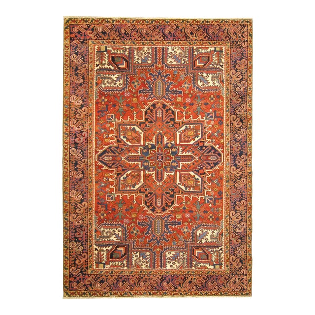 Vintage Persian Decorative Oriental Heriz Rug in Room Size For Sale
