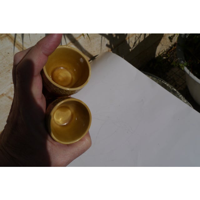 Brown 1960s Vintage Wood Ceramic Easter Egg Cups, Japan- Set of 2 For Sale - Image 8 of 10
