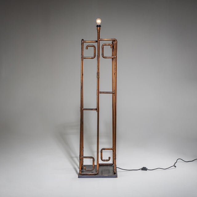 Modern Floor Lamp in Copper Pipes For Sale - Image 6 of 9