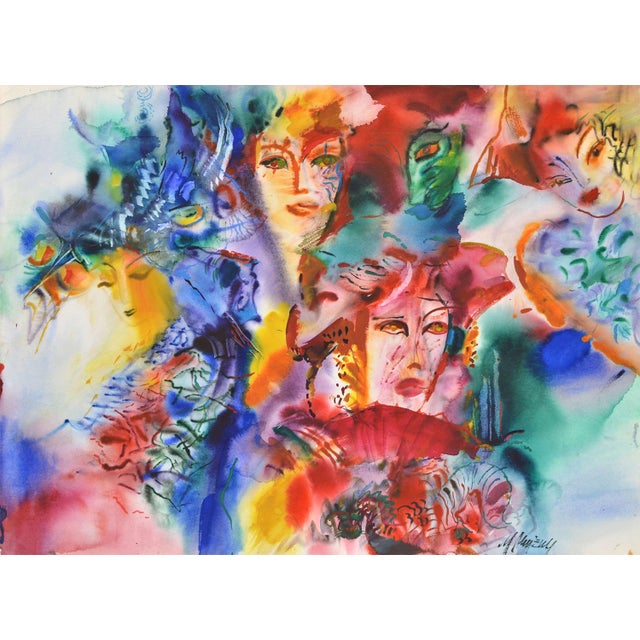 Malda Muizule, Carnival, Watercolor on Paper, 1970s For Sale - Image 8 of 8