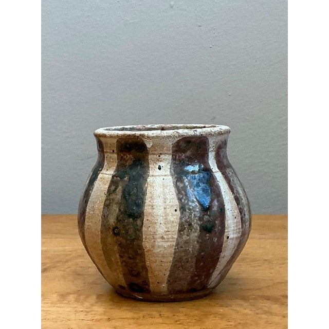 Vintage Striped Studio Pottery Vase For Sale In West Palm - Image 6 of 16