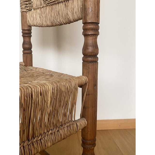 Vintage North American Rustic Wooden Chair with Woven Back and Seating For Sale - Image 15 of 17
