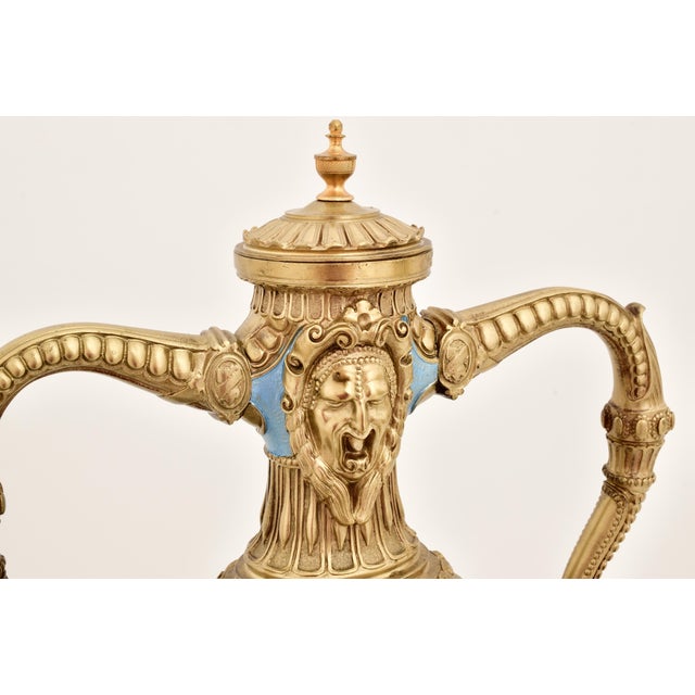 Antique French Gilt Bronze and Enamel Porcelain Urn-Form Clock, Mid 19th Century For Sale - Image 9 of 12