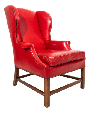 Lounge Chair in Red Leather, 1950s