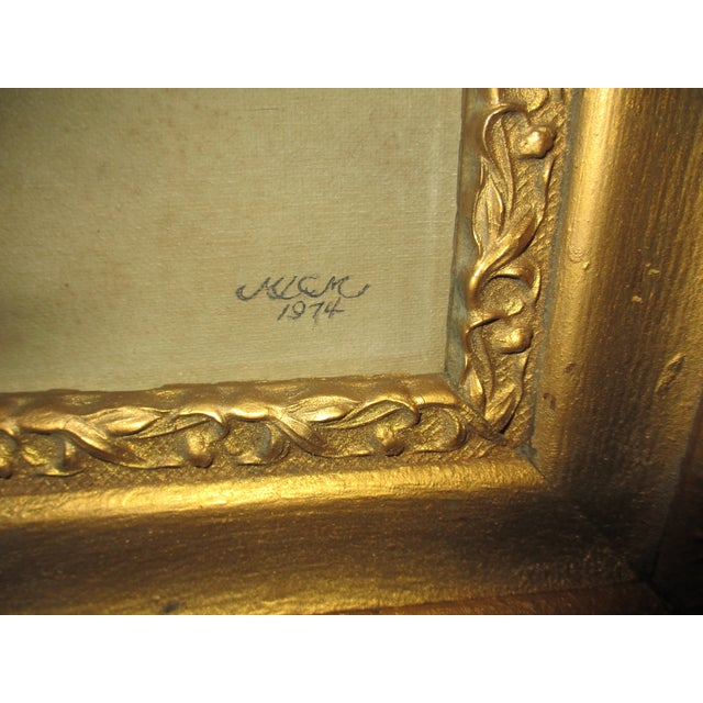 Vintage Signed Oil on Canvas Board Persian Cat on Pillow in Antique Frame 30x26 For Sale In Columbia, SC - Image 6 of 12