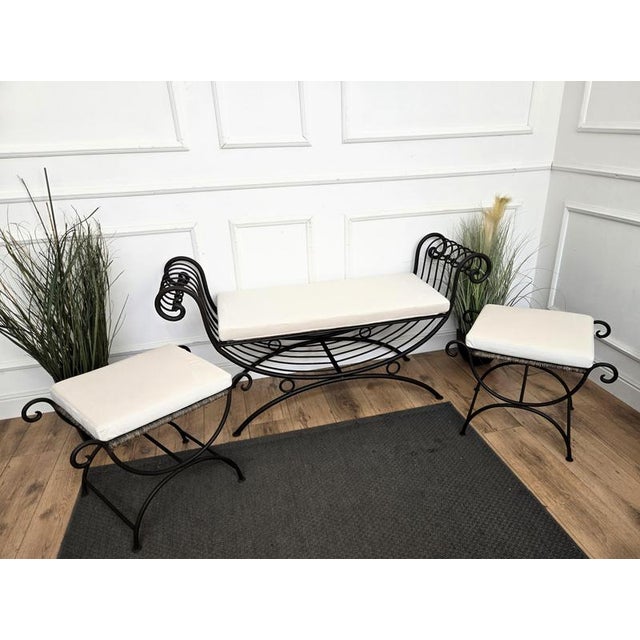 Italian Metal Iron Bench with Roll Arm, 1960s For Sale - Image 10 of 11