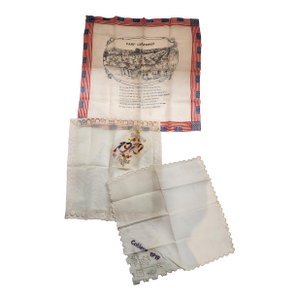 Set of 3 French Antique Handkerchiefs From Ww1
