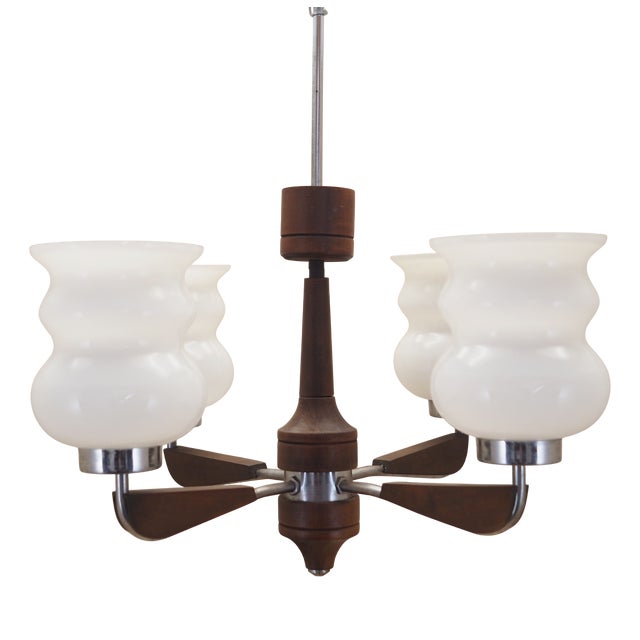 Vintage Danish Wooden Chandelier, 1970s For Sale