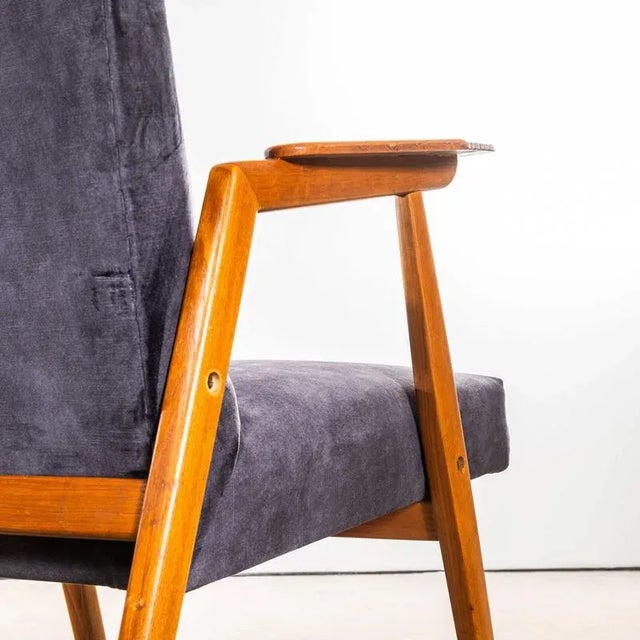 Gray Vintage Grey Lounge Chair with Straight Arms and Top Caps, 1950s For Sale - Image 8 of 9