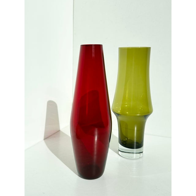Mid-Century Modern Glass Art Vase in Ruby Red, Germany, 1950s For Sale - Image 12 of 13